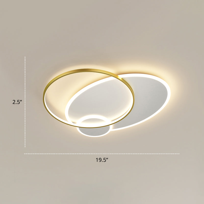 Bedroom Brilliance In A Stack: Minimalistic Led Metal Flush Mount Ceiling Ligh White-Gold / 19.5