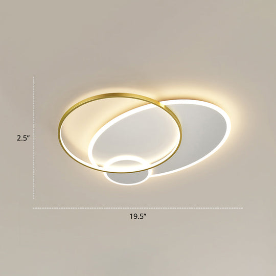Bedroom Brilliance In A Stack: Minimalistic Led Metal Flush Mount Ceiling Ligh White-Gold / 19.5