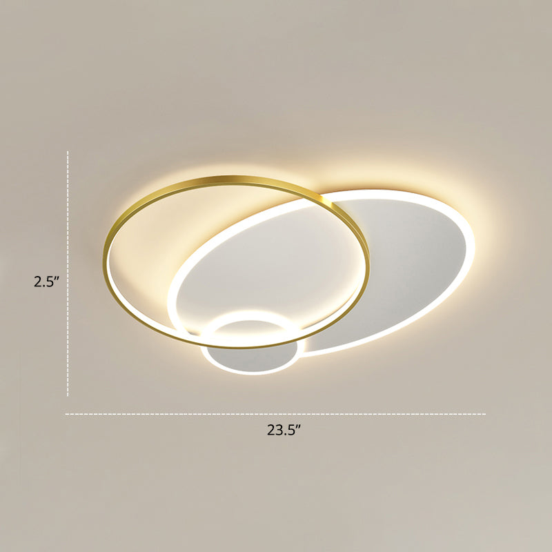 Bedroom Brilliance In A Stack: Minimalistic Led Metal Flush Mount Ceiling Ligh White-Gold / 23.5