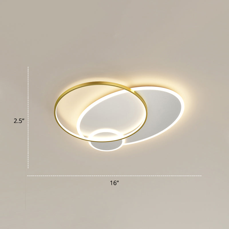 Bedroom Brilliance In A Stack: Minimalistic Led Metal Flush Mount Ceiling Ligh White-Gold / 16 Round