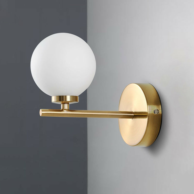 Ivory Glass Single Wall Sconce With Gold Finish For Bedroom - Simple And Elegant