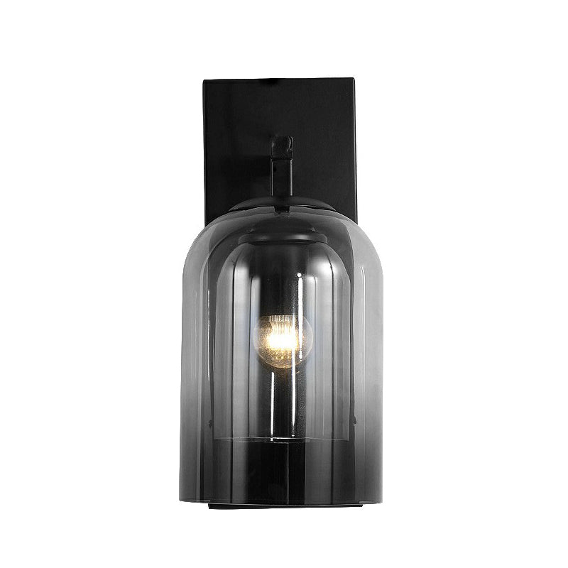 Nordic Cloche Wall Lamp Glass 1 Head Bedroom Sconce Light In Black