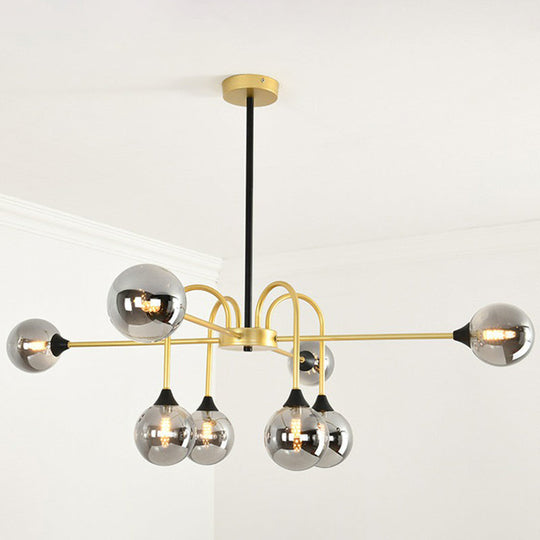 Modo Glass Suspension Light - Nordic 8-Head Chandelier in Gold Finish for Dining Room