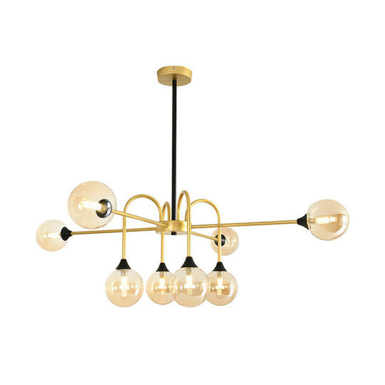 Modo Glass Suspension Light - Nordic 8-Head Chandelier in Gold Finish for Dining Room