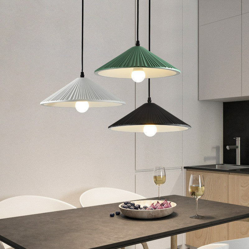 Minimalist Conical Resin Hanging Lamp With 1-Light Suspension For Dining Room