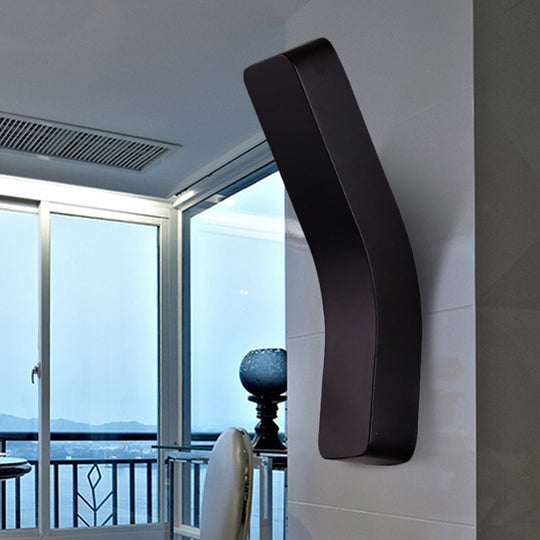 Sleek Metallic Bend Wall Mounted Led Lamp For Corridor With Warm/White Lighting Black