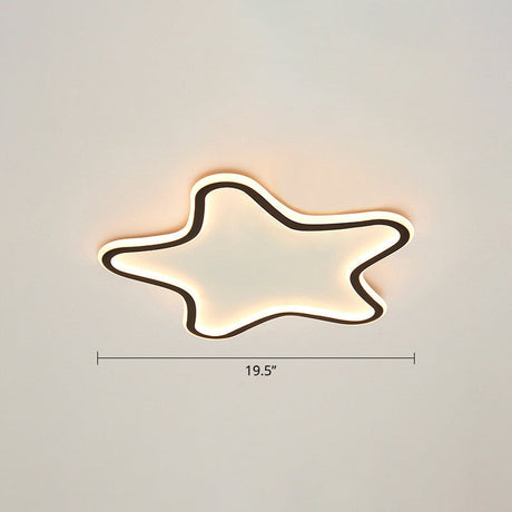 Kids Cartoon Star Led Ceiling Light Creative Aluminum Flush Mount For Childrens Bedroom - Ultrathin