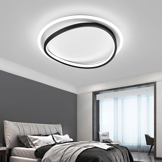 Modern Black Triangle Led Ceiling Light For Bedroom - Simplicity Metal Flush Mount Lamp
