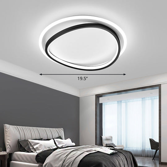 Modern Black Triangle Led Ceiling Light For Bedroom - Simplicity Metal Flush Mount Lamp / 19.5