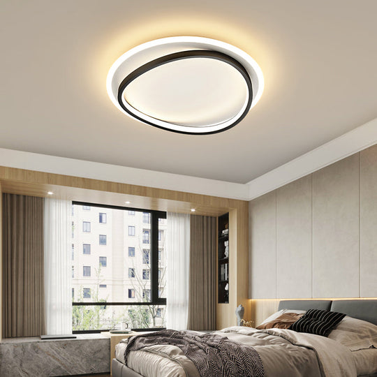 Modern Black Triangle Led Ceiling Light For Bedroom - Simplicity Metal Flush Mount Lamp