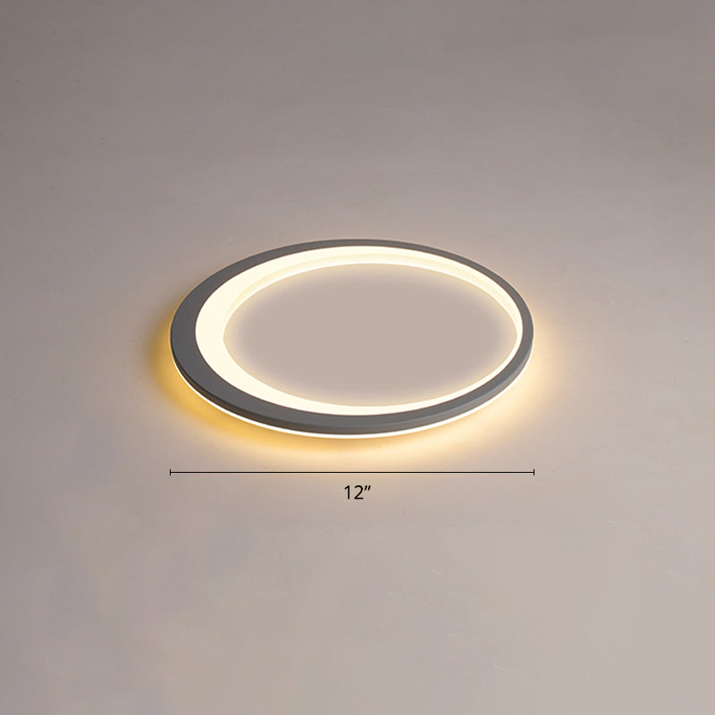 Ultrathin Flush Mount Led Ceiling Light Fixture - Nordic Style (Grey-White) Gray-White / 12 Warm