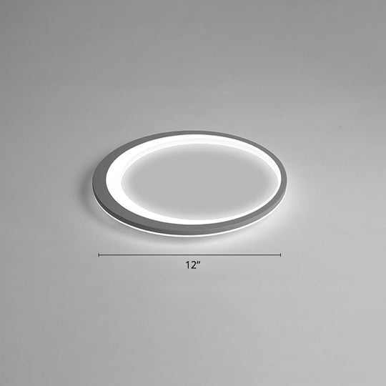 Ultrathin Flush Mount Led Ceiling Light Fixture - Nordic Style (Grey-White) Gray-White / 12 White