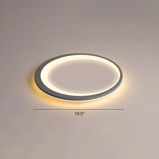Ultrathin Flush Mount Led Ceiling Light Fixture - Nordic Style (Grey-White) Gray-White / 19.5 Warm