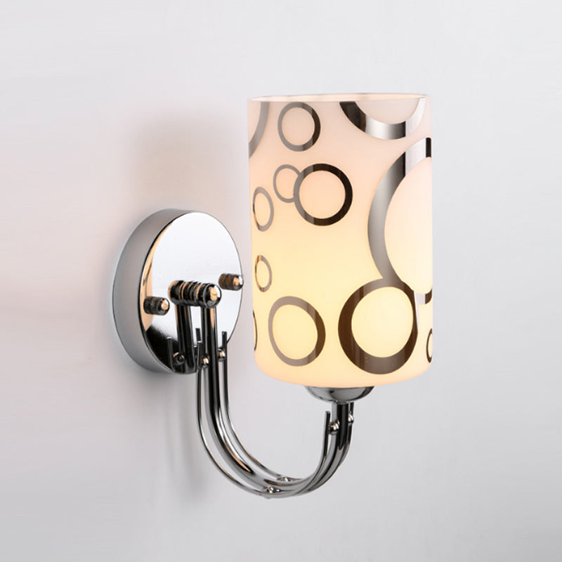 Modern Glass Cylinder Wall Sconce 1/2-Lights - Chrome Finish Bedside Lamp 1 /