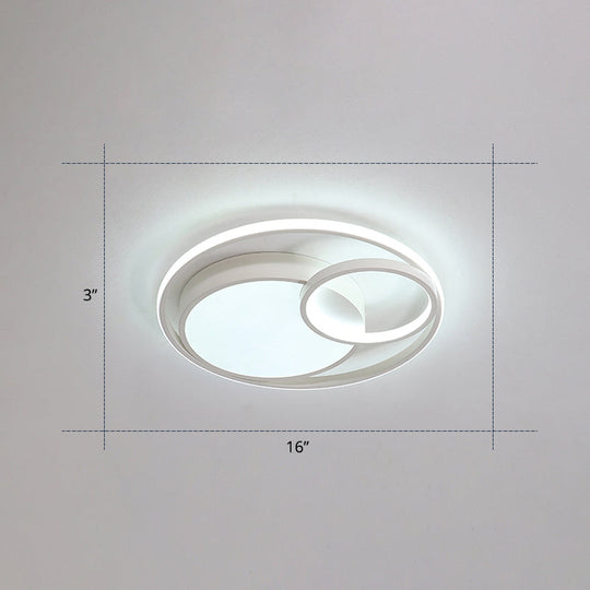 Contemporary Led Flush Mount Ceiling Lamp - Circular Acrylic Bedroom Light Fixture White / 16 Warm