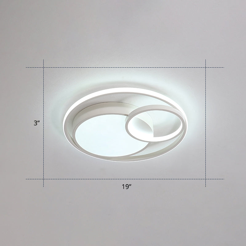 Contemporary Led Flush Mount Ceiling Lamp - Circular Acrylic Bedroom Light Fixture White / 19 Warm