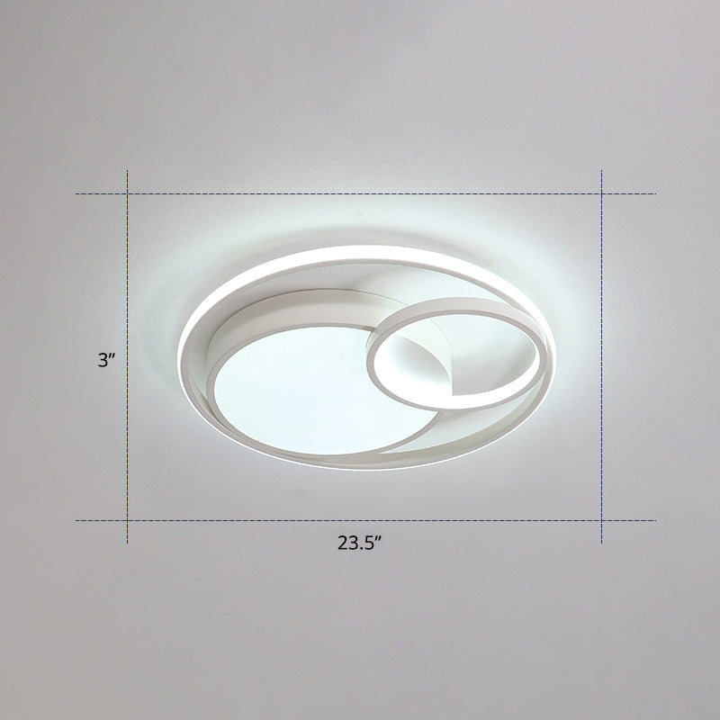 Contemporary Led Flush Mount Ceiling Lamp - Circular Acrylic Bedroom Light Fixture White / 23.5 Warm