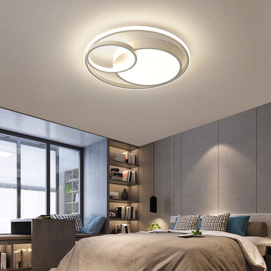 Contemporary Led Flush Mount Ceiling Lamp - Circular Acrylic Bedroom Light Fixture
