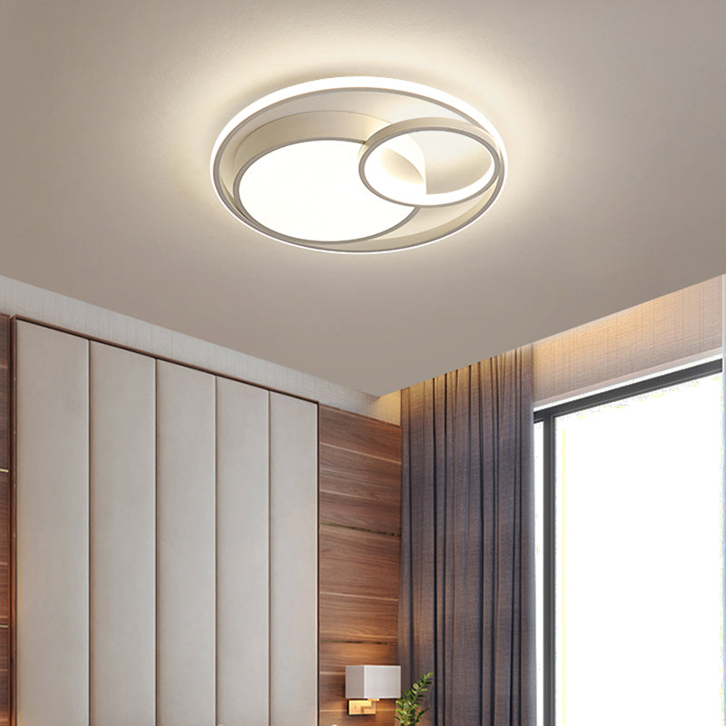 Contemporary Led Flush Mount Ceiling Lamp - Circular Acrylic Bedroom Light Fixture