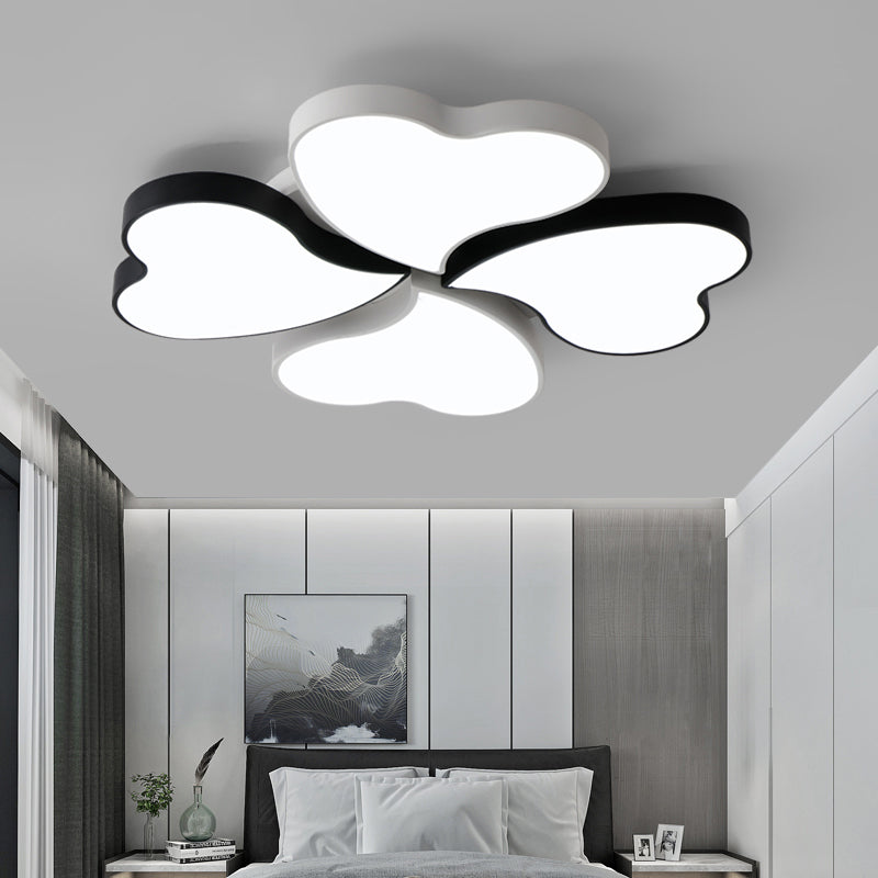 Nordic Led Black-White Clover Flush Mount Ceiling Light For Bedroom