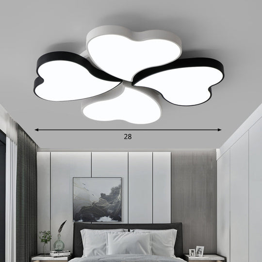Nordic Led Metal Clover Shaped Flush Mount Lighting For Bedroom In Black-White White / 28.5 Ceiling