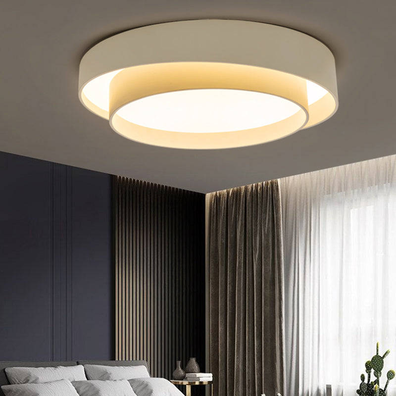 Nordic Led Flushmount Ceiling Light Fixture - Metal 2-Layer Design Ideal For Bedroom Lighting