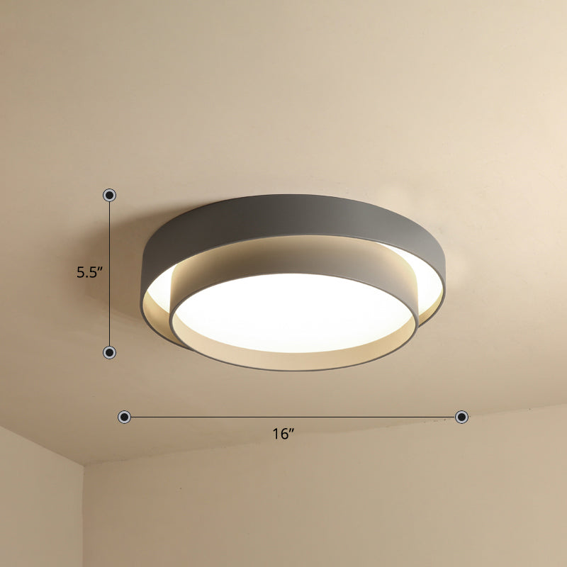 Nordic Led Flushmount Ceiling Light Fixture - Metal 2-Layer Design Ideal For Bedroom Lighting Grey /