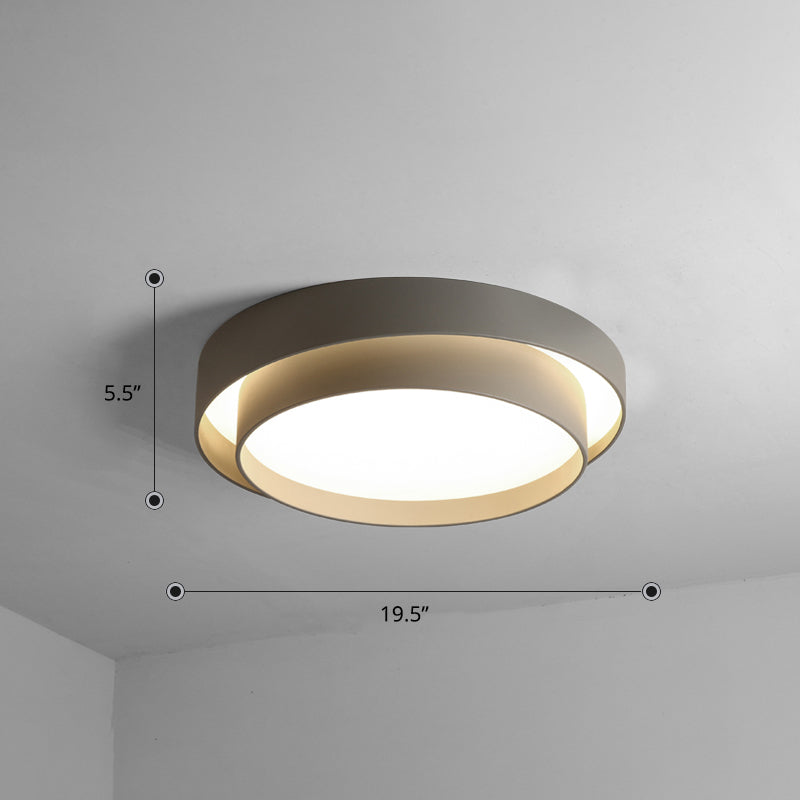 Nordic Led Flushmount Ceiling Light Fixture - Metal 2-Layer Design Ideal For Bedroom Lighting Grey /