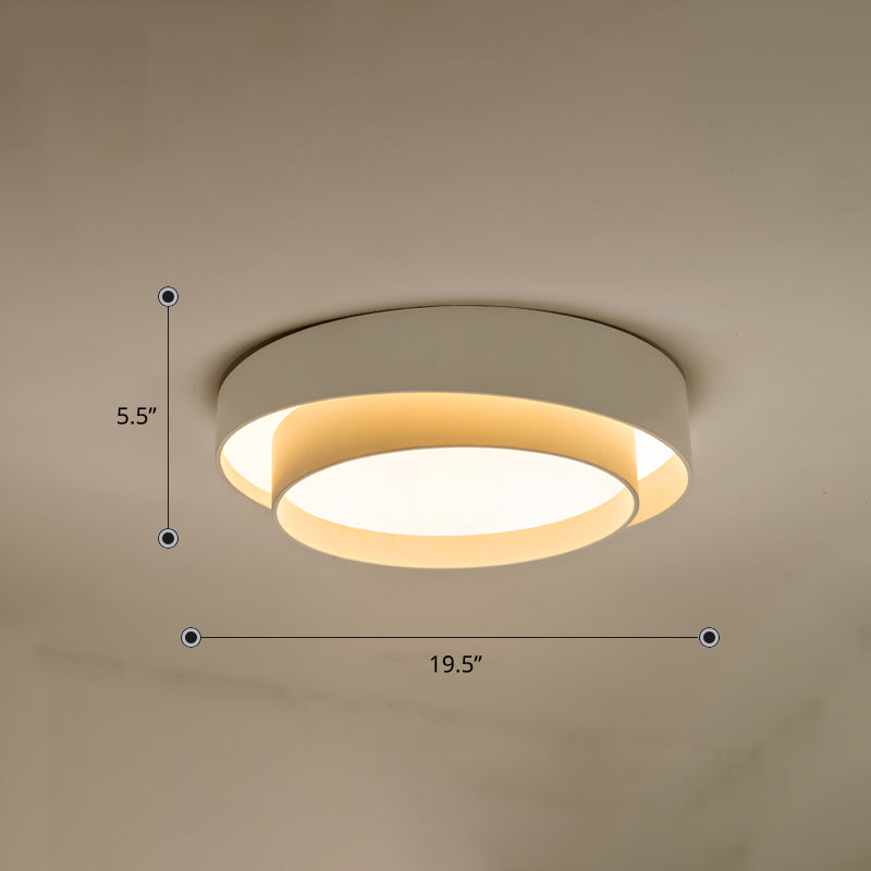 Nordic Led Flushmount Ceiling Light Fixture - Metal 2-Layer Design Ideal For Bedroom Lighting White