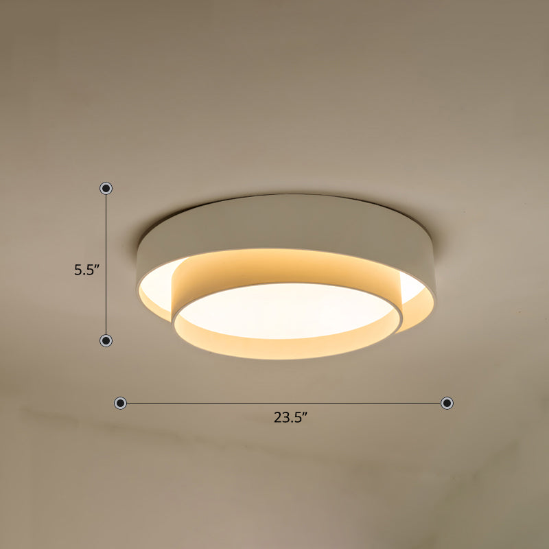 Nordic Led Flushmount Ceiling Light Fixture - Metal 2-Layer Design Ideal For Bedroom Lighting White