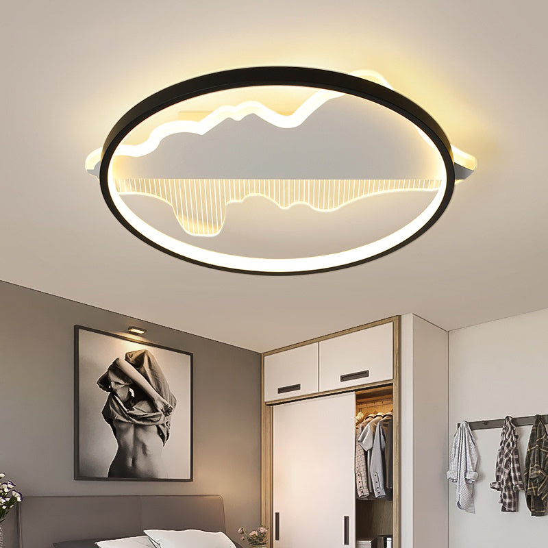 Modern Black Led Flushmount Ceiling Light For Minimalist Bedroom Décor