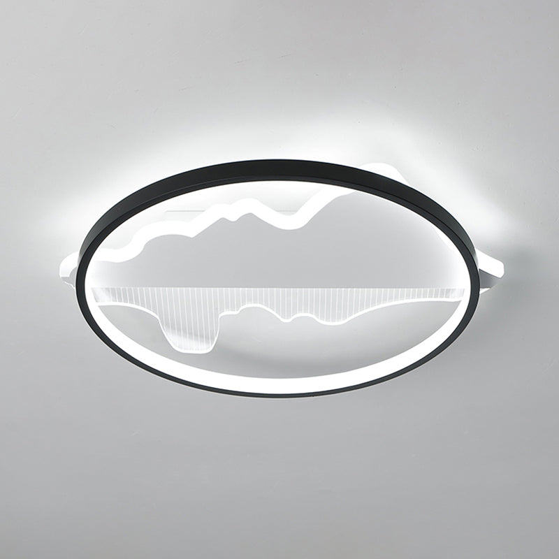 Modern Black Led Flushmount Ceiling Light For Minimalist Bedroom Décor / 20.5 Third Gear