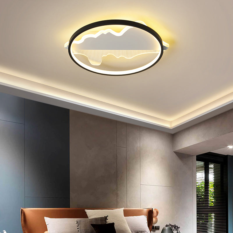 Modern Black Led Flushmount Ceiling Light For Minimalist Bedroom Décor