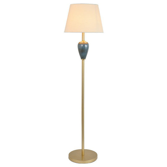 Rustic Empire Shade Floor Lamp - Single-Bulb Fabric Standing Light For Living Room