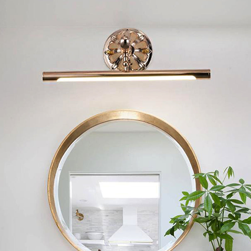 Modern Led Gold Vanity Mirror Light For Bathroom - Wall Mounted Tube Shaped Lamp Metallic Finish