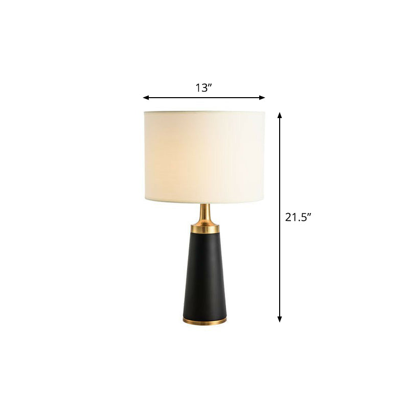 Cylindrical Fabric Table Light - Modern White-Black Night Lamp For Bedroom White / 13.5