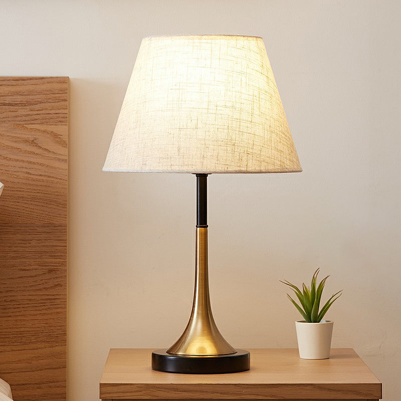 Simplicity Empire Shade Table Light: Elegant Brass Night Lighting For Bedroom (1 Bulb) / 8.5