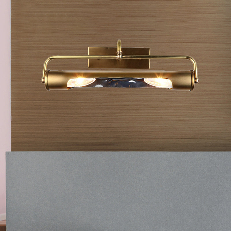 Brass Finish Vintage Vanity Lamp - 2 Light Wall Mount For Bathroom