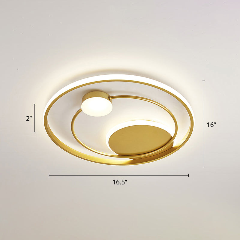 Modern Metal Led Ceiling Light For Bedroom - Circular Flush Mount Fixture Gold / 16.5 Third Gear