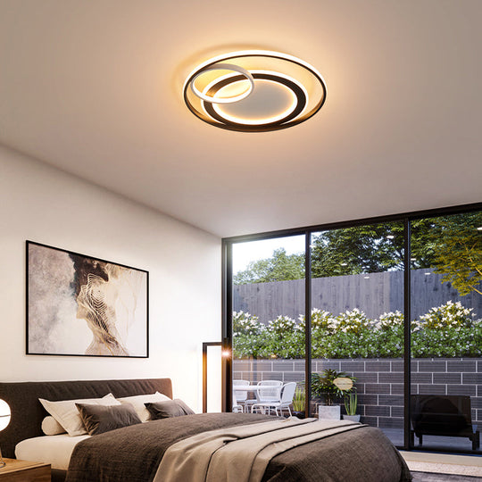 Modern Led Flush Mount Ceiling Light With Acrylic Circle Design For Simplicity In Bedroom