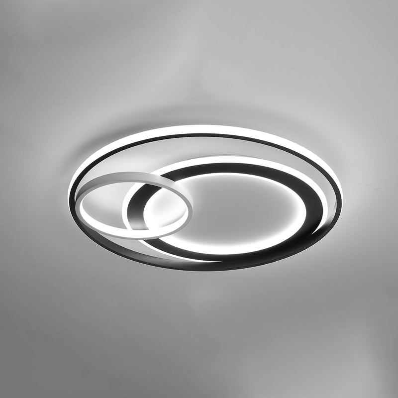 Modern Led Flush Mount Ceiling Light With Acrylic Circle Design For Simplicity In Bedroom Black /