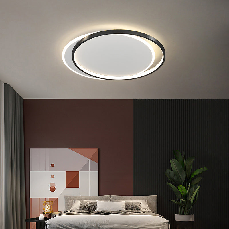 Simplicity Metal Led Flush Mount Ceiling Light With Halo Ring For Bedroom