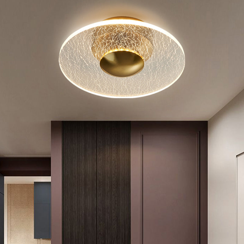 Postmodern Clear Acrylic Disc Semi Flush Mount Lamp LED Ceiling Light for Corridor