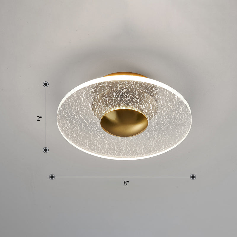 Sleek Acrylic Disc Led Ceiling Light For Corridor - Postmodern Semi Flush Mount Design Clear / White