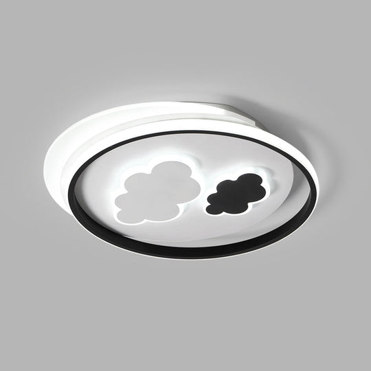 Contemporary Cloud-Shaped Flush Mount Ceiling Light For Kids Room In Black-White / 18