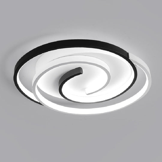 Modern Black And White Swirl Led Ceiling Light For Bedroom Black-White / 21.5