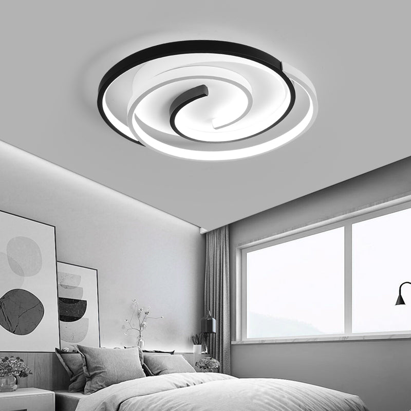 Modern Black And White Swirl Led Ceiling Light For Bedroom