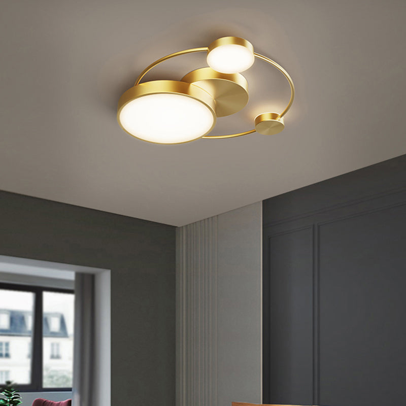 Sleek Acrylic Flushmount Light Simplicity Led Gold Finish For Bedroom Ceiling