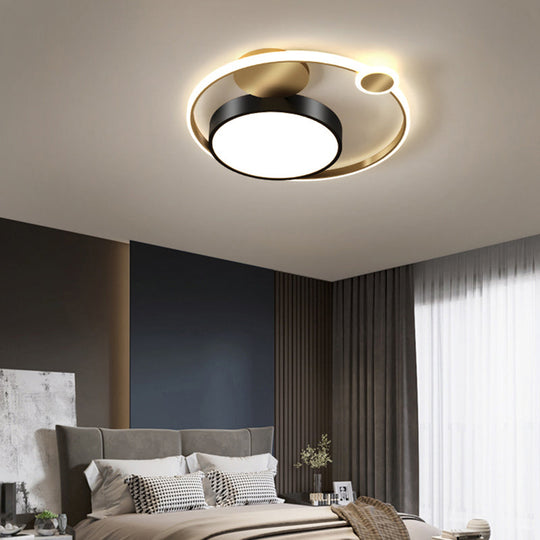 Sleek Acrylic Flushmount Light Simplicity Led Gold Finish For Bedroom Ceiling