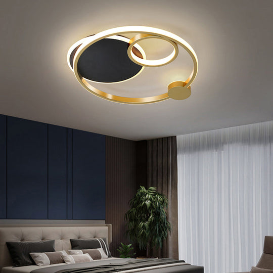 Modern Metal Led Flushmount Ceiling Lamp For Bedroom